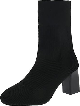 Generic European and Style Thick Sole Round Toe Strap Ankle Boots Classic Retro Short Boots for Women Fashion Footwear (Black, 6.5)