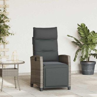 vidaXL Vidaxl - Silla De Jard&iacute;n Reclinable Con Mesa Auxiliar Rat&aacute;n Gris