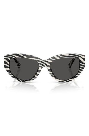 Dolce & Gabbana 55mm Cat Eye Sunglasses in Zebra /Dark Grey at Nordstrom