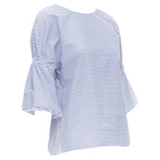 Tibi striped cotton bell sleeves back top