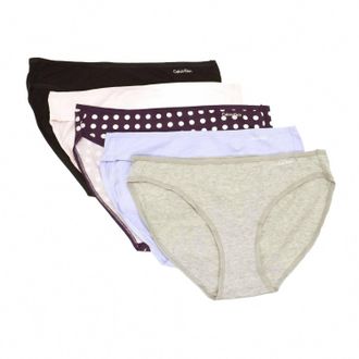 Calvin Klein Womens 5-Pack Cotton Form Bikini In Grey Heather Multi