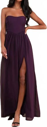 Lulus Luxe Favorite Strapless Ruched Maxi Dress In Dark Purple