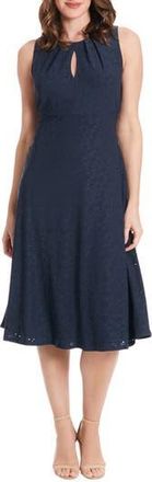 London Times Sleeveless Eyelet Dress in Navy Blazer at Nordstrom Rack, Size 16