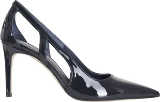 Stuart Weitzman Blue Stuart Power Cutout Pointed Stiletto Leather Pumps