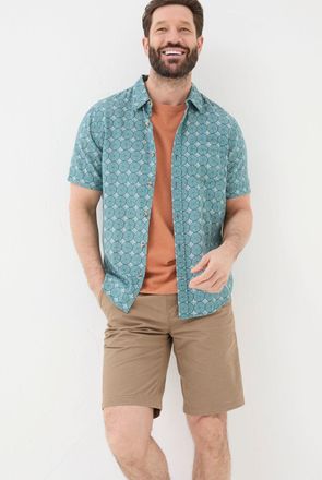 Fat Face FatFace Green Short Sleeve Snave Tile Print Shirt