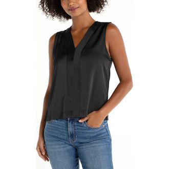 Liverpool L.A. Sleeveless Satin Top in Black at Nordstrom, Size X-Large