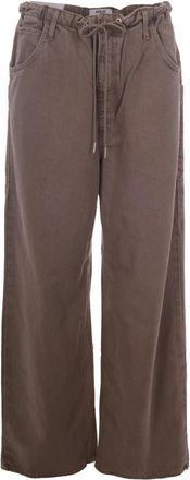 A Gold E Wijde broek - Dames - Wijde Broeken - Bruin - XS - Katoen - Broeken