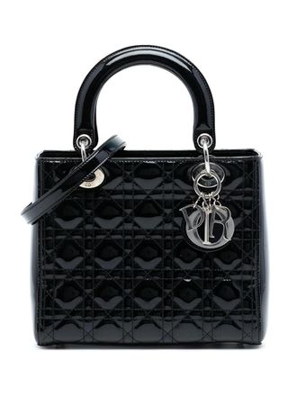 Dior 2014 Medium Patent Cannage Lady Dior satchel - Black
