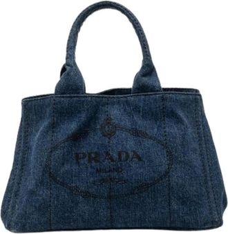 Prada Pre-owned Satchel - Dames - Vintage Shopper - Blauw - ONE Size - Denim - Vintage