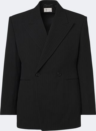 Saint Laurent Chalk stripe wool-blend grain de poudre blazer