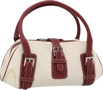 Loewe Pre-owned Canvas Handbag - Dames - Vintage Handtas - Beige - ONE Size - Leer - Vintage