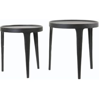 Light & Living Light&living - Conjunto De Mesas Auxiliares Tobias Negro - &Oslash;37x41