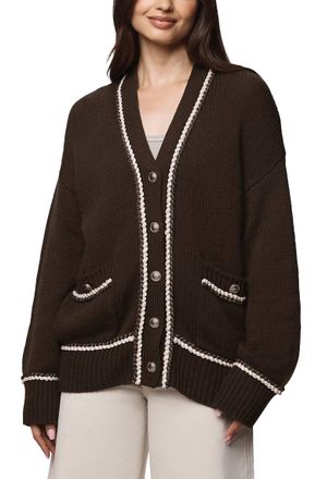 Splendid Brooklyn V-Neck Cardigan In Soft Chocolate