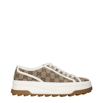 Gucci Damens Sneakers Stoff Beige/Ebenholz