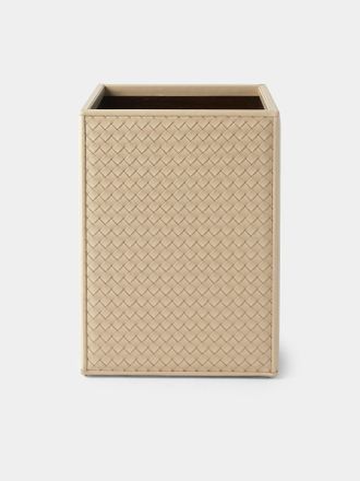 Riviere Ivo Woven Leather Wastepaper Bin
