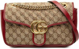 Gucci Pre-owned Gucci Medium GG Marmont Matelasse Diagonal GG Canvas and Leather Shoulder Bag Ladies 1PT3CQTJ3G5FI8U0