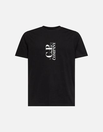 C.P. Company Mens VERTICAL LOGO T SHIRT - Black - Size: 40