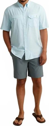 Huk Tide Point Printed Short Sleeve Shirt In Heron Blue