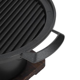 Infinite Mini Parrilla Con Ahumador Integrado, Parrilla De Camping Sin Humo Hecha De Aluminio Y Madera, Sart&eacute;n Para Parrilla, 26 X 21 X 12,5 Cm, 800 G, Juego D