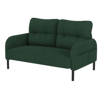 STILVORA Sof&aacute; Recto 2 Plazas En Terciopelo Acanalado Con Respaldo Ergon&oacute;mico Y Bolsillo Lateral, Estructura De Metal, Esmeralda