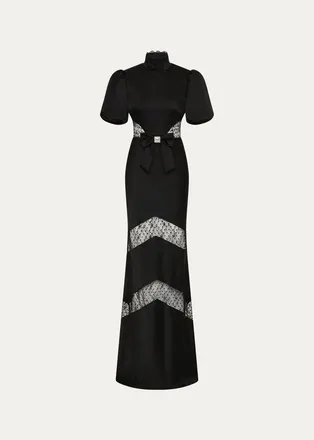 Rebecca Vallance Noire Lace Column Gown