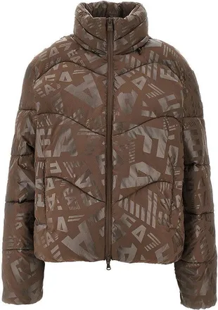 Emporio Armani Padded nylon downjacket with logo print Woman XS