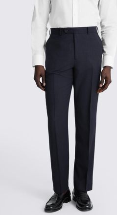Moss Regular Fit Navy Check Trousers
