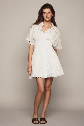Exquise The Tobie Eyelet Mini Shirt Dress by Exquise