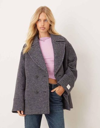 Calvin Klein Jeans Cappotto doppiopetto taglio medio grigio scuro a quadri