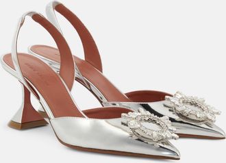 Amina Muaddi Begum 70 mirrored leather slingback pumps