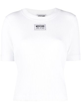 Moschino Top met logopatch - Wit