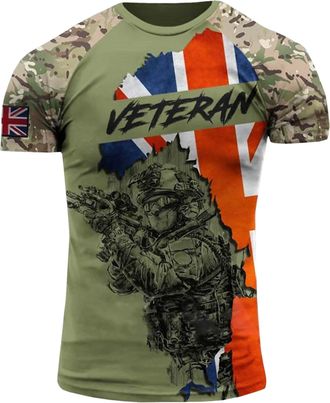 Generic British Veteran UK Army T-Shirt Combat Military Camouflage Regular Fit Short Sleeve UK01 (UK, Alpha, 3XL, Regular, Regular, UK01)
