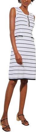 Ming Wang Button Front Striped Knit Mini Sheath Dress