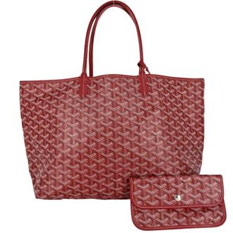 Goyard Red Color Coated Canvas Leather Handbag Tote Bag (Pre-Owned)