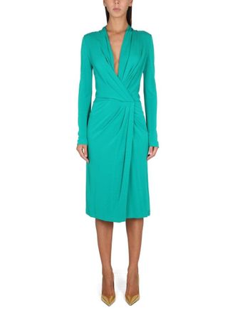 Alberta Ferretti V-Neck Dress
