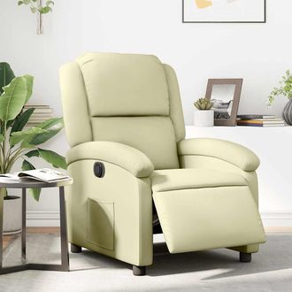vidaXL Vidaxl - Sill&oacute;n Reclinable El&eacute;ctrico De Cuero Aut&eacute;ntico Blanco Crema
