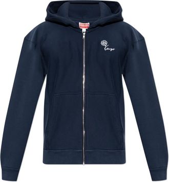 Kenzo Tulip Zip-up Hoodie - Heren - Vesten met rits - Blauw - S - Katoen - Hoodies & sweatvesten