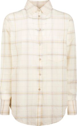 Forte_Forte Plaid Pattern Crepe Voile Shirt with Classic Collar