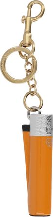 Anya Hindmarch Orange Vibrant Leather Metallic Accent Key Ring
