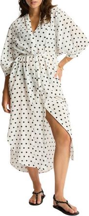 Sea Level Australia Dottie Long Sleeve Cover-Up Dress in Coconut at Nordstrom, Size X-Small