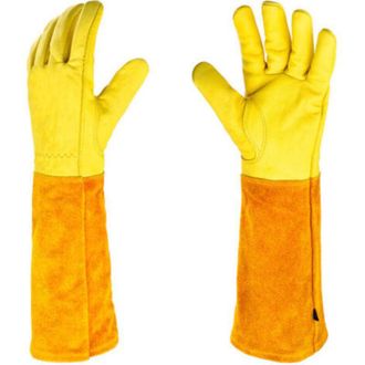 OEM Guanti - Paio Di Guanti Da Giardinaggio - Protezione In Pelle - Guanti Da Giardinaggio Per Spine E Rovi E Guanti Da Lavoro, Beige