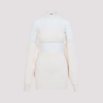 Jean Paul Gaultier Wool Short Dress With Mesh Details
