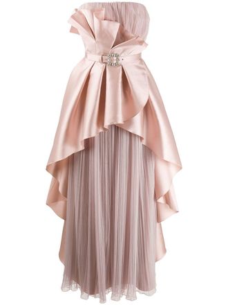 Alberta Ferretti Abito bustier con fibbia gioiello - Rosa
