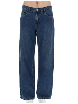 Palm Angels Neutrals Curved Logo Wide-Leg Jeans