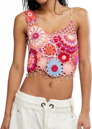 Free People Fiorella Crochet Tank In Pink Solstice Combo