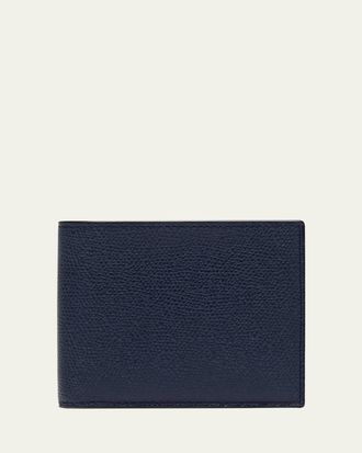 Valextra Mens Leather V-Cut Bifold Wallet