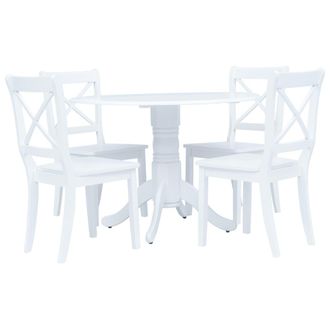 vidaXL Vidaxl - Conjunto De Comedor 5 Piezas Madera Maciza De Caucho Blanco