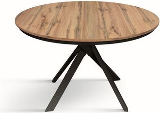 Konte Design Mesa redonda roble rústico, patas metal antracita 120-170cm