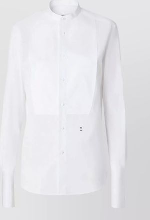 Fendi cotton slim-fit pleated mandarin-collar shirt