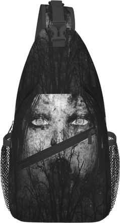 Generic Scary Ghost Woman Woodshorror Cross Body Bag Trendy Chest Bag Anti Theft Backpack For Outdoors Men Shopping